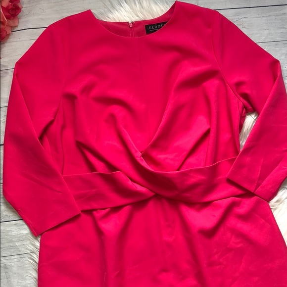 NWT Eloquii Cross Front Hot Pink Shift Dress - Picture 4 of 11